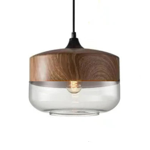 BowLift | Hand-Blown Glass & Wood Pendant Light Adjustable