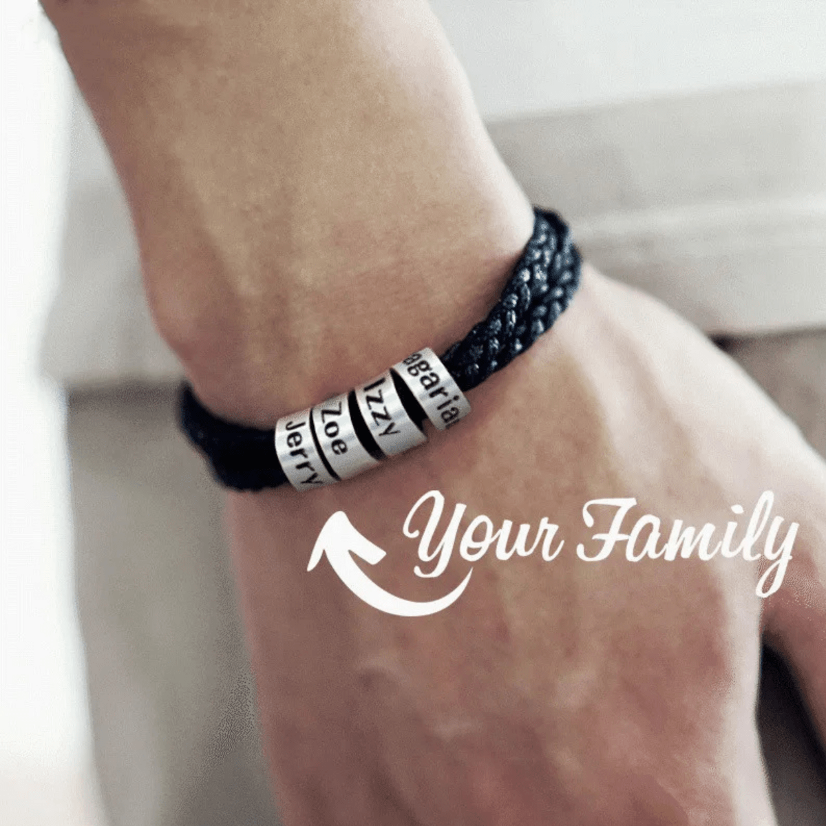 BowLift | Men's braided bracelet with personalized name beads