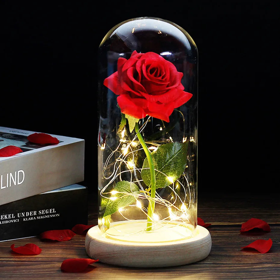 BowLift | Eternal Rose in Glass Dome | Handpicked, LED Lit & Ideal for Romantic Gifts and Home Decor