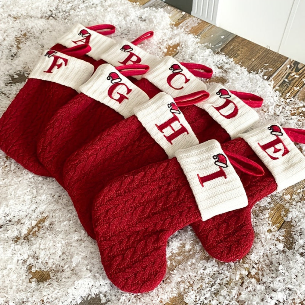 BowLift | Christmas Stocking Knit Monogram Alphabet Decorative Holiday Sock