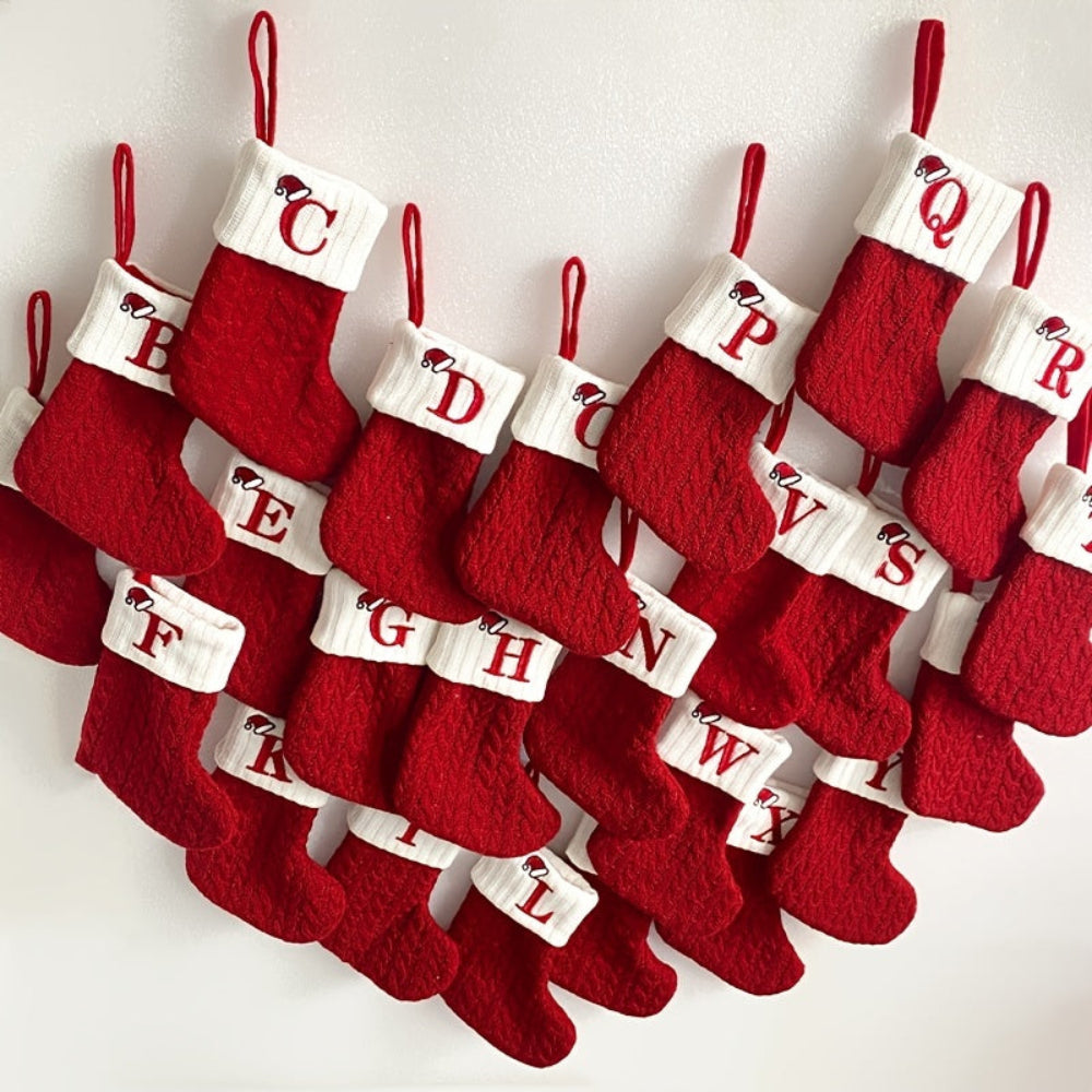 BowLift | Christmas Stocking Knit Monogram Alphabet Decorative Holiday Sock