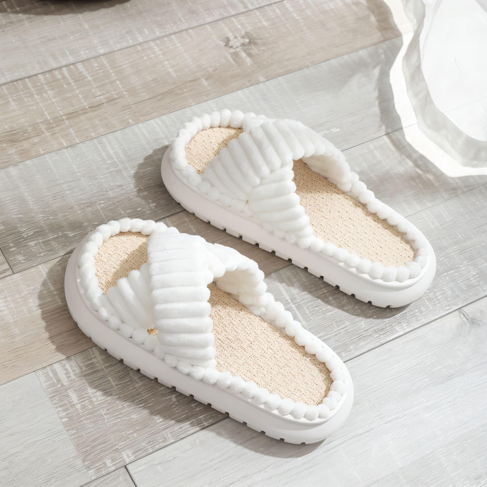 BowLift | Sofie - Plush Lined Slippers with Cross Band