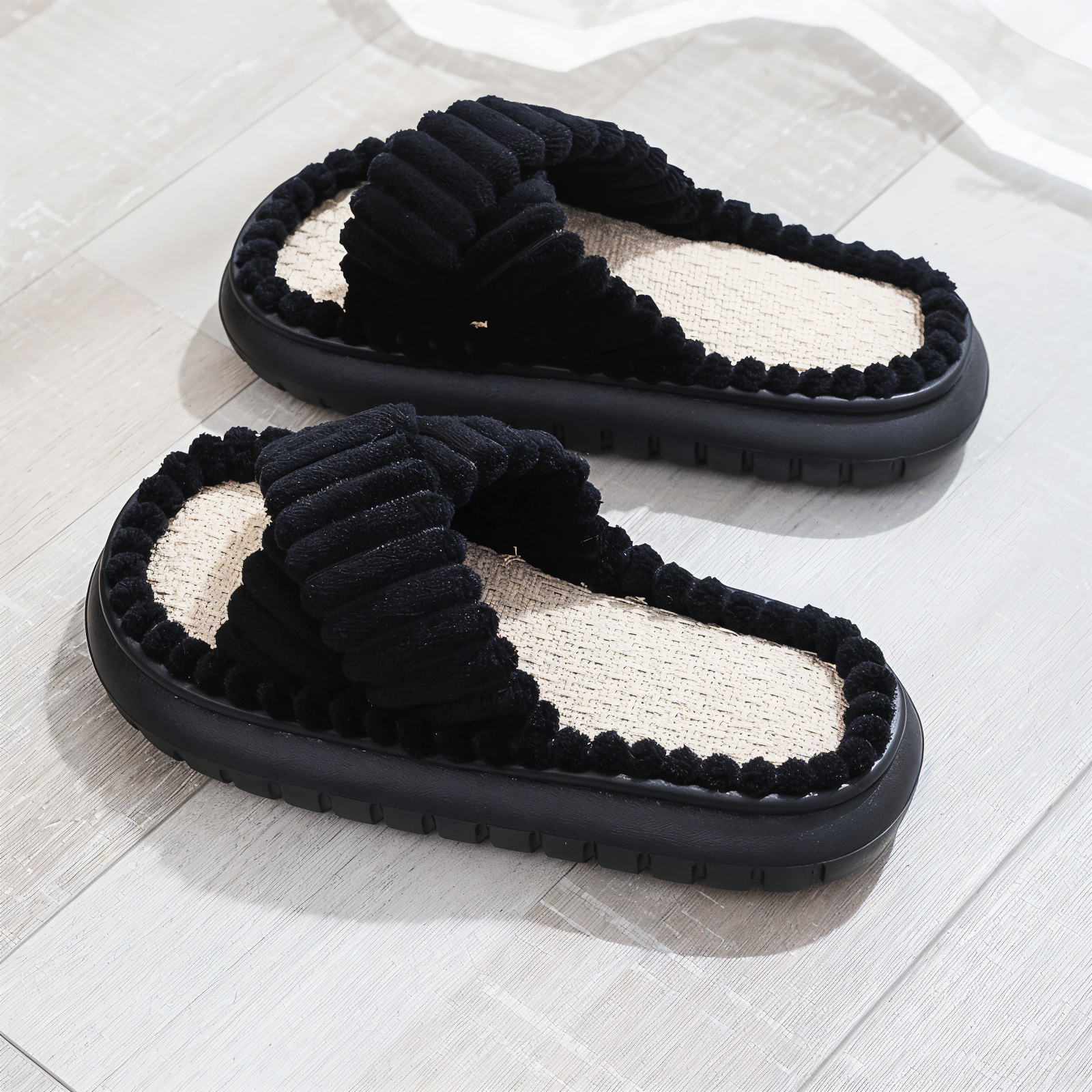 BowLift | Sofie - Plush Lined Slippers with Cross Band