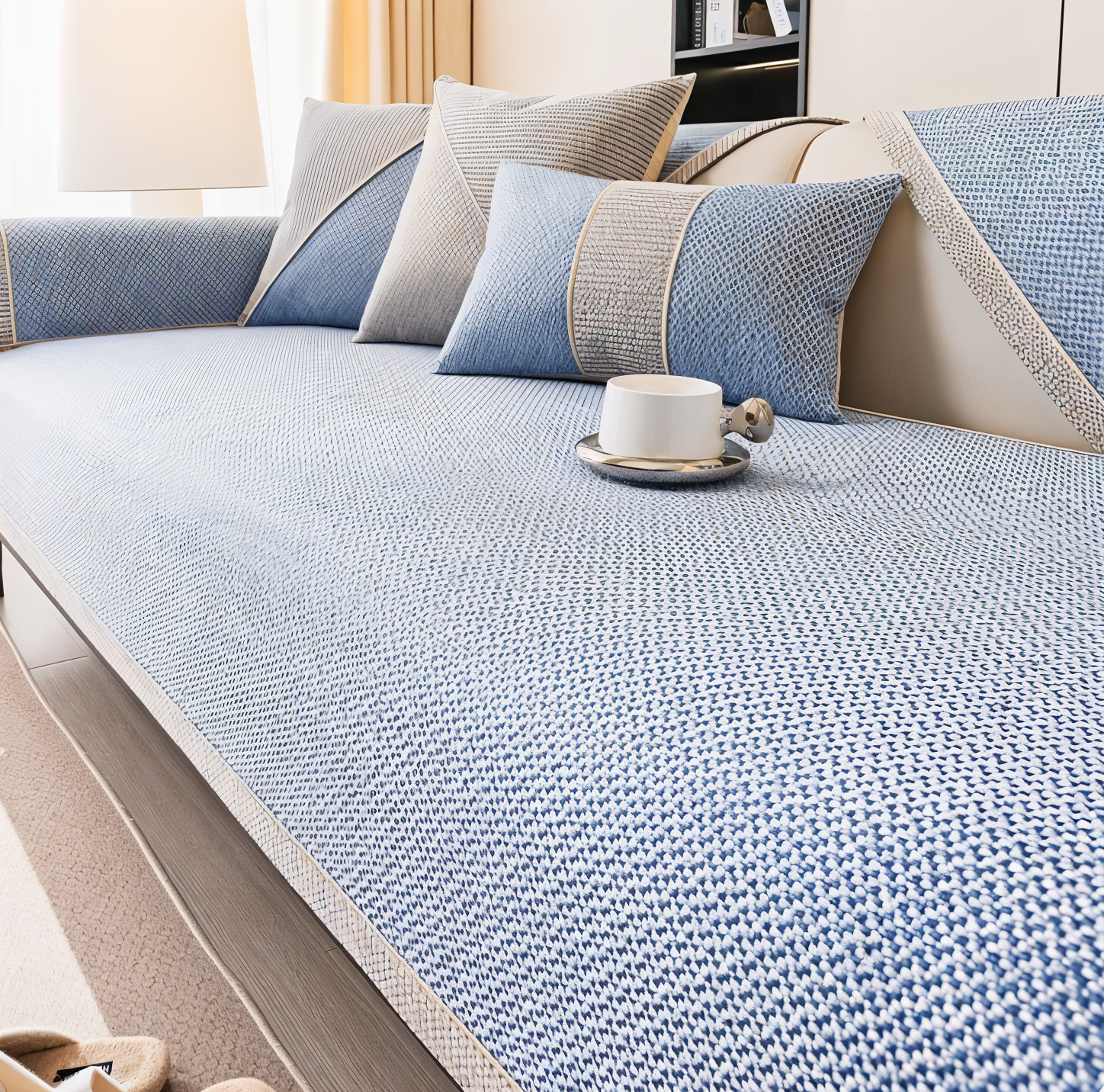 BowLift | Solid Satin Sofa Cover – Non‑Slip Cotton & Polyester Protector