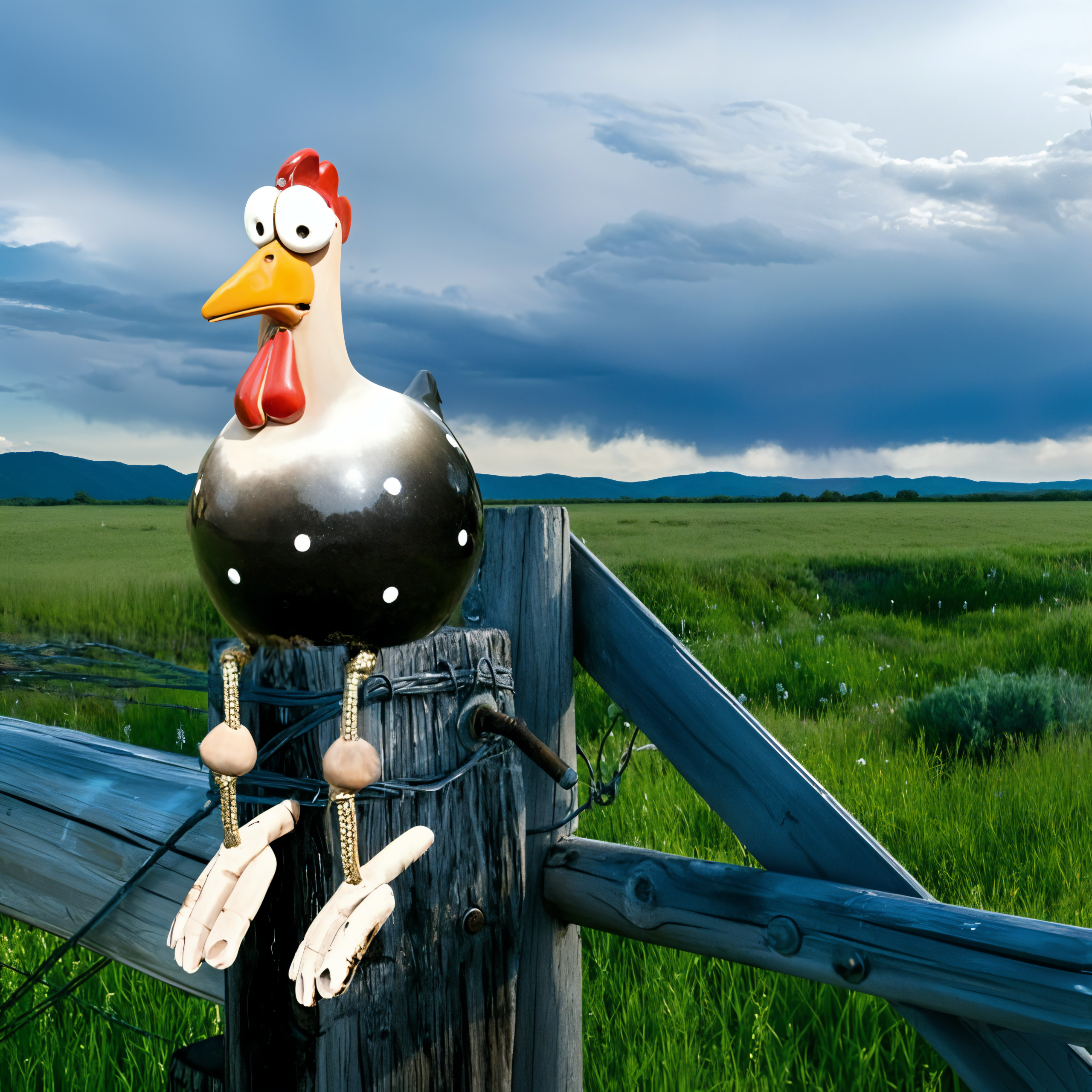 BowLift | Large Eyes Chicken Statue - Weatherproof Resin Craft - Rooster Garden Statue