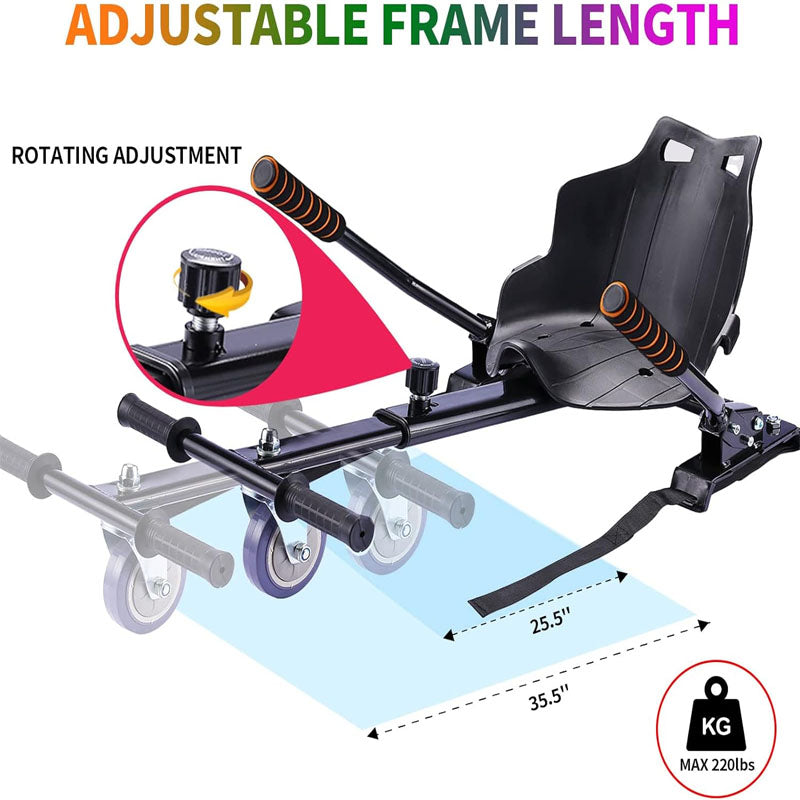 BowLift | Hoverboard Seat Attachment for 6.5" 8" 10" into Self Balancing Scooter  Grips Control Adjustable Frame Length and 220 LBS Load Capacity
