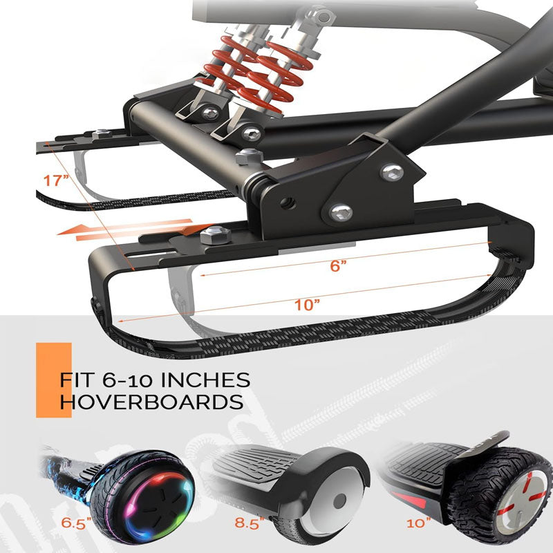 BowLift | Hoverboard Seat Attachment  for 6.5" 8" 10" Hover Board Adjustable Frame Length & Off-Road Rubber Wheel with Rear Shock Absorption