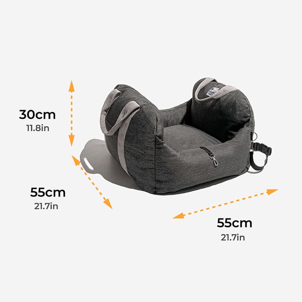 BowLift | Dog seat bed with safety belt & non-slip base for car & home