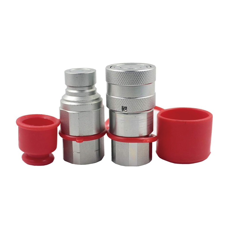 BowLift | 1/2" Flat Face Hydraulic Couplers,Quick Connect Couplers with Red Dust Caps,Hydraulic Fittings,Pioneer Hydraulic Couplers for Bobcat Case