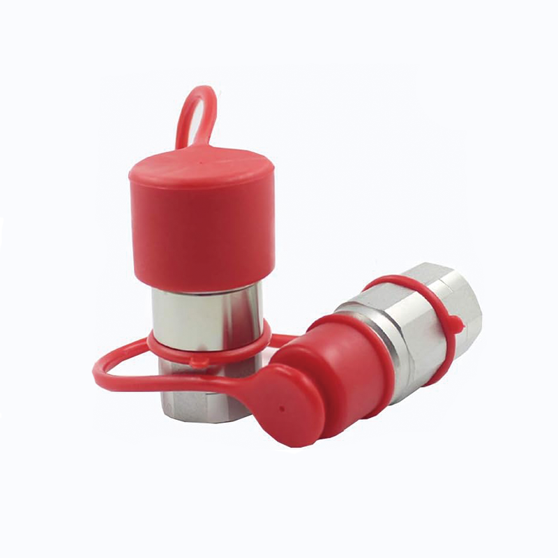 BowLift | 1/2" Flat Face Hydraulic Couplers,Quick Connect Couplers with Red Dust Caps,Hydraulic Fittings,Pioneer Hydraulic Couplers for Bobcat Case