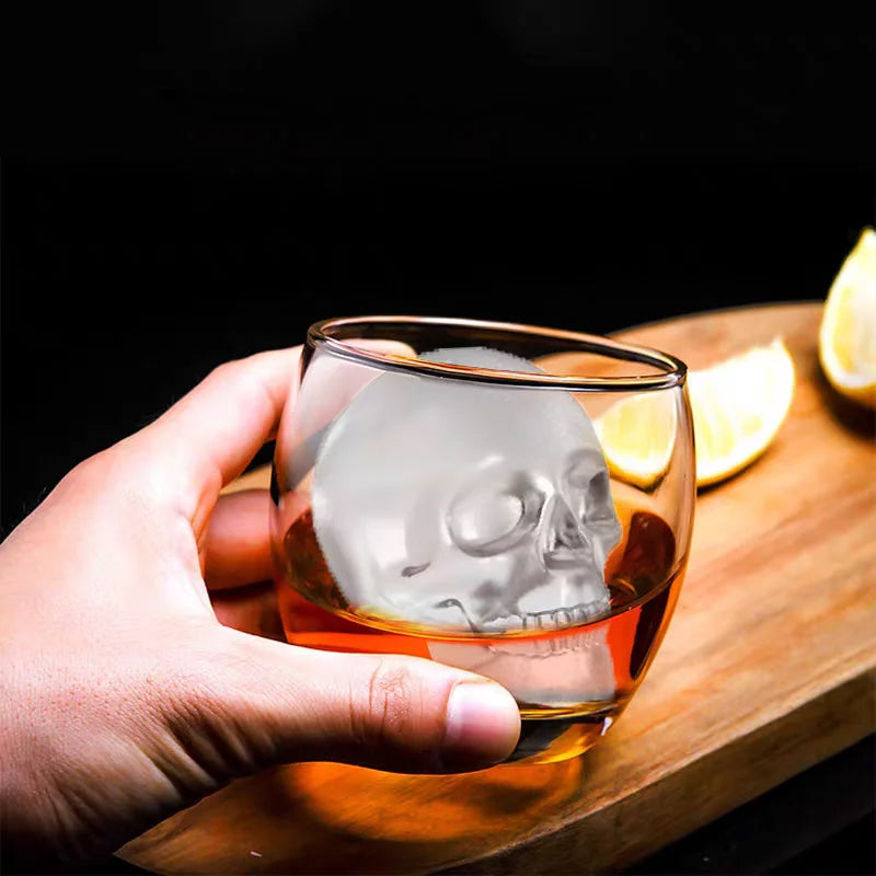 BowLift | 10 Pcs 3D Skull-Shaped Ice Molds For Whiskey: Non-Spill Lid, Silicone Tray Creates Intricate Ice Cubes For Cocktails