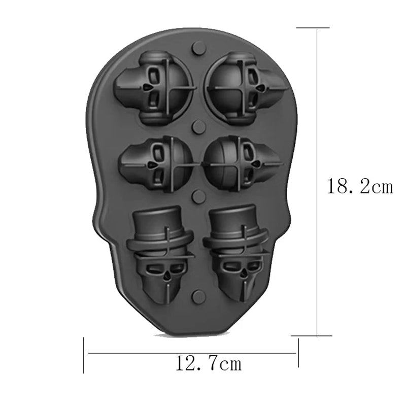 BowLift | 10 Pcs 3D Skull-Shaped Ice Molds For Whiskey: Non-Spill Lid, Silicone Tray Creates Intricate Ice Cubes For Cocktails