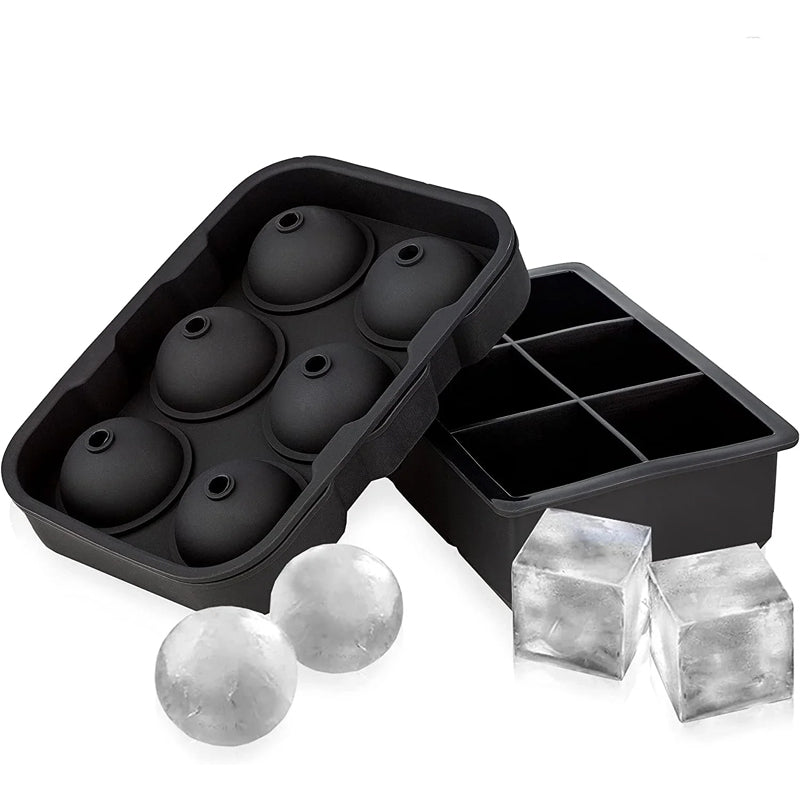 BowLift | 10PCS Ice Cube Trays Bpa Free Silicone Sphere Whiskey Ice Ball Large Square Ice Cube Molds With Funnel For Cocktails Bourbon