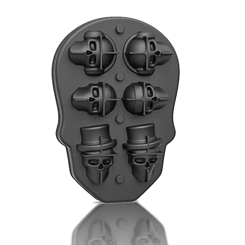 BowLift | 10 Pcs 3D Skull-Shaped Ice Molds For Whiskey: Non-Spill Lid, Silicone Tray Creates Intricate Ice Cubes For Cocktails
