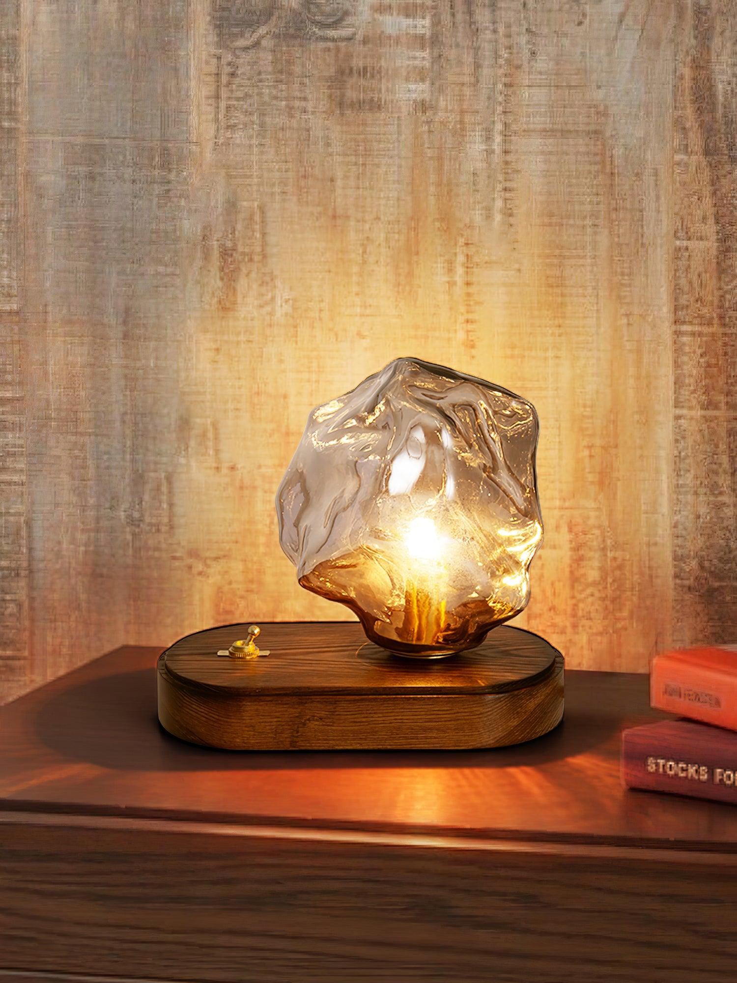 BowLift | Glass Block Table Lamp | Modern Design with Clear Glass | Ideal for Living Room & Bedroom Lighting