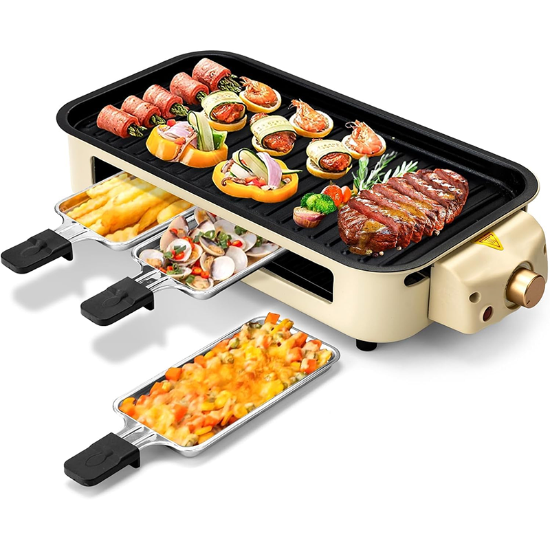 BowLift | 1500W Electric Indoor Grill, 2 In 1 Kitchen Indoor Grill With Grill Grid And Non-Stick Cooking Removable Plate, Temperature Control, Dishwasher Safe, Smokeless Grill