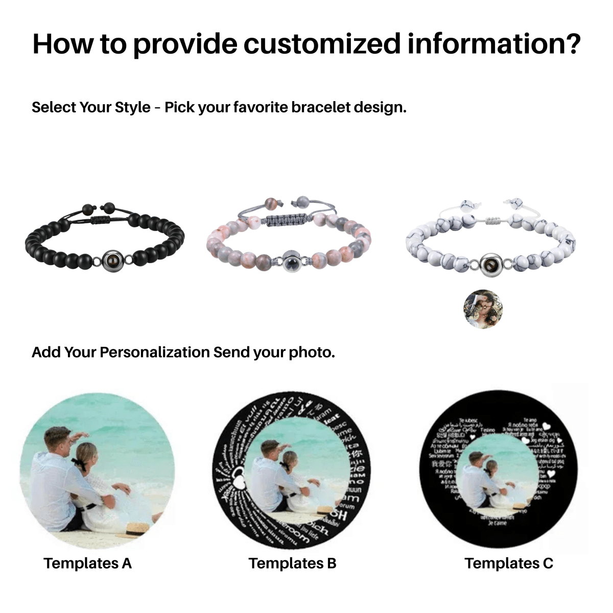 BowLift | Projection bracelet with infinity heart and personalized photo