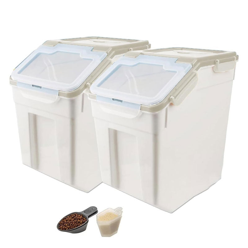 BowLift | 2-Pack Large Flour Storage Container With Wheels, Airtight Locking Lid For Flour, Rice, Grains