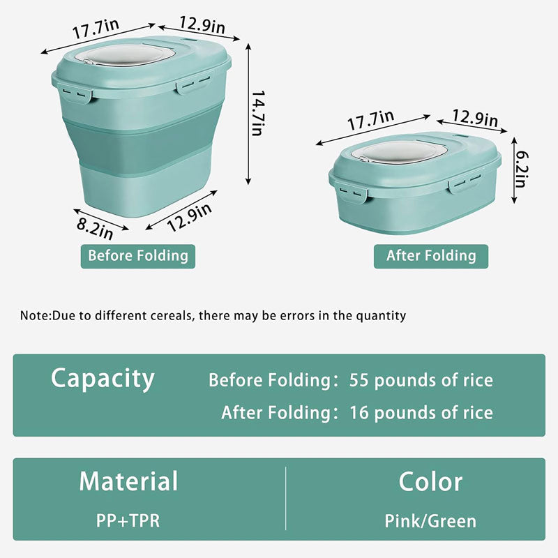BowLift | Grain Rice Food Storage Container, Foldable, With Roller Seal Lock Lid