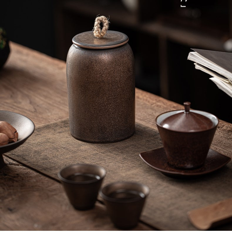 BowLift | Japanese tea canisters made of ceramics, retro stoneware, airtight, Gong-Fu made of ceramics, for candies, tea ceremony accessories