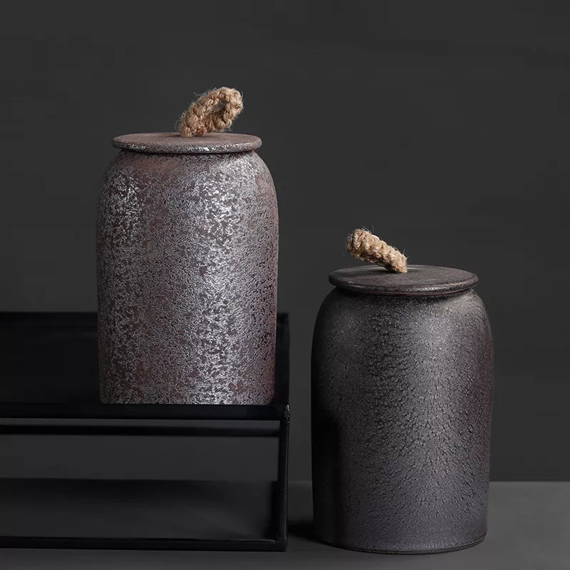 BowLift | Japanese tea canisters made of ceramics, retro stoneware, airtight, Gong-Fu made of ceramics, for candies, tea ceremony accessories