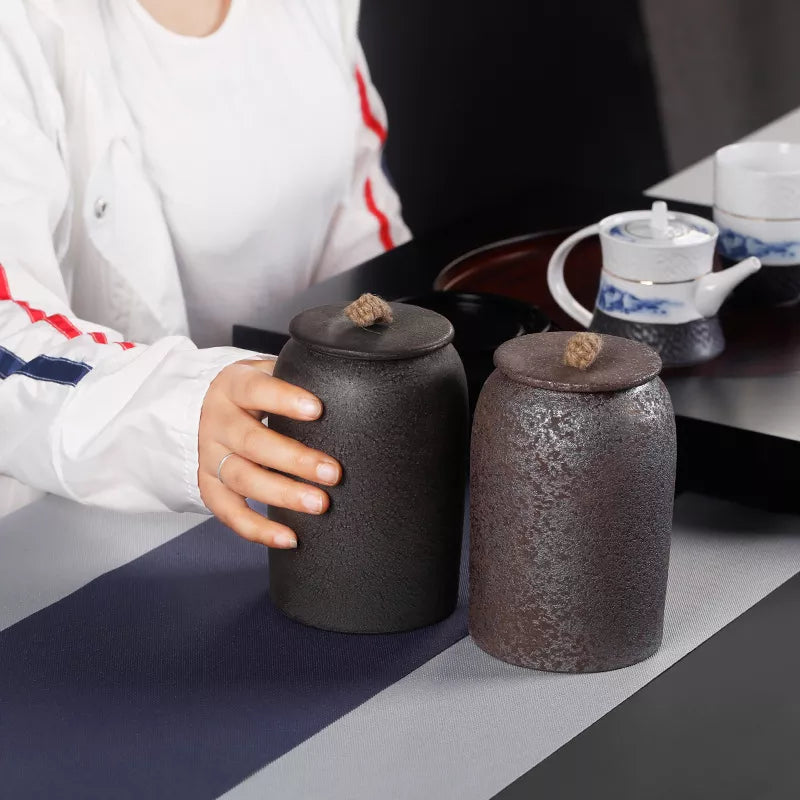 BowLift | Japanese tea canisters made of ceramics, retro stoneware, airtight, Gong-Fu made of ceramics, for candies, tea ceremony accessories
