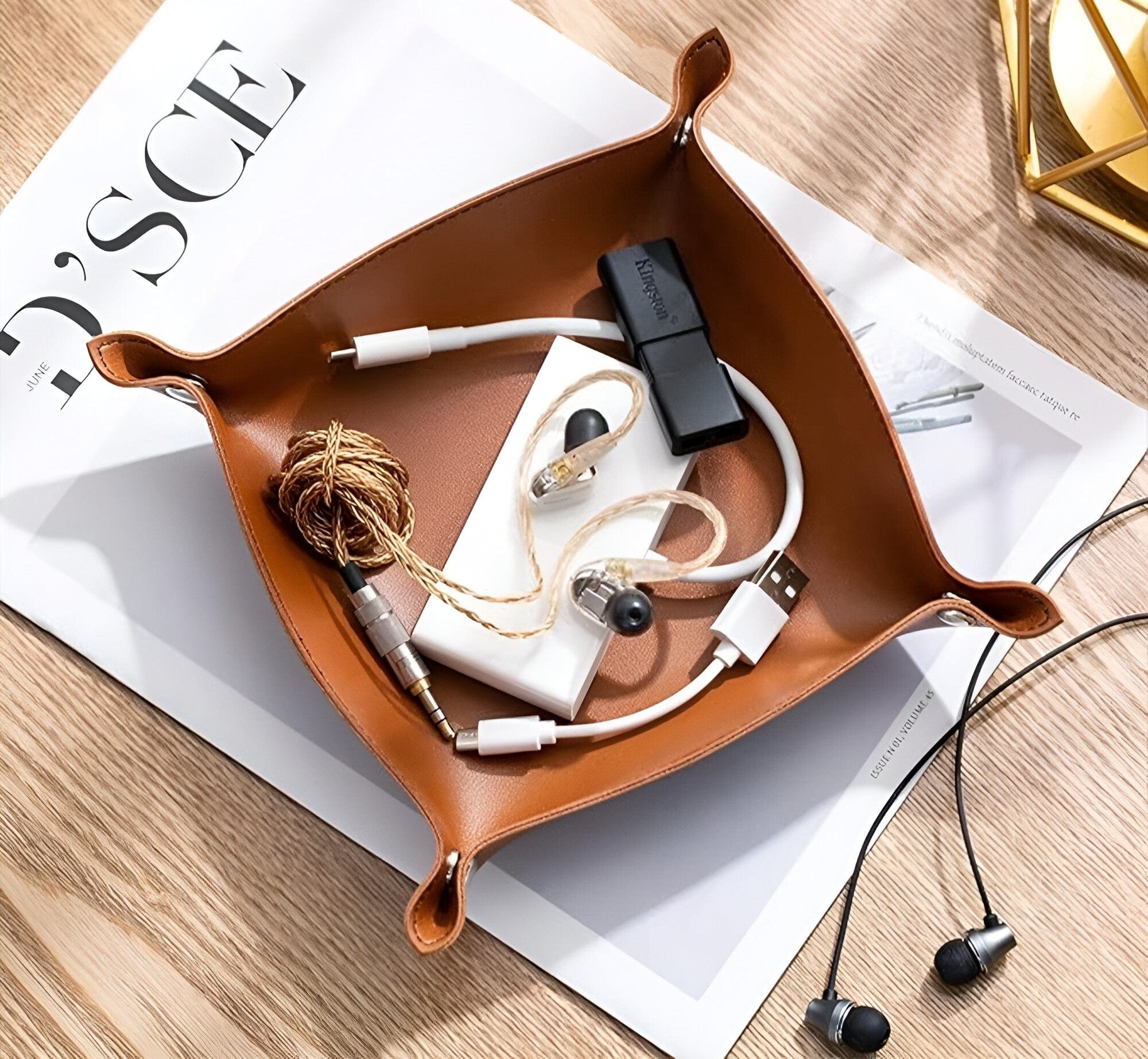 BowLift | Leather tray catch basin storage box