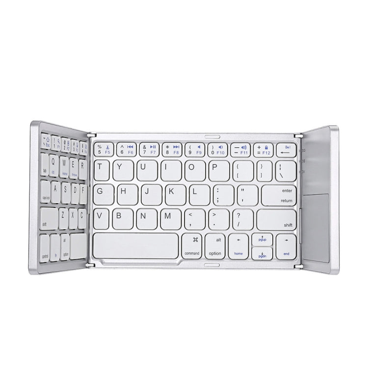 BowLift | B033 Rechargeable 3-fold foldable 64 Keys Bluetooth Wireless Keyboard with Touchpad (Silver)