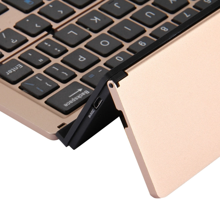 BowLift | F18 Ultra-slim Rechargeable Portable 58 Key Bluetooth Wireless Keyboard with Holder (Gold)