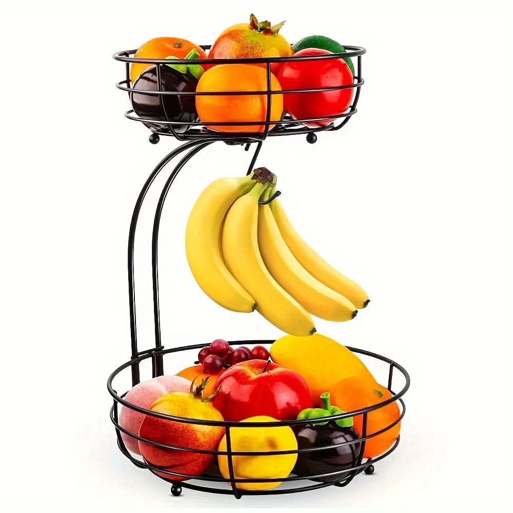 BowLift | 2-Tier Fruit Basket with Banana Holder for Stylish Kitchen Organization