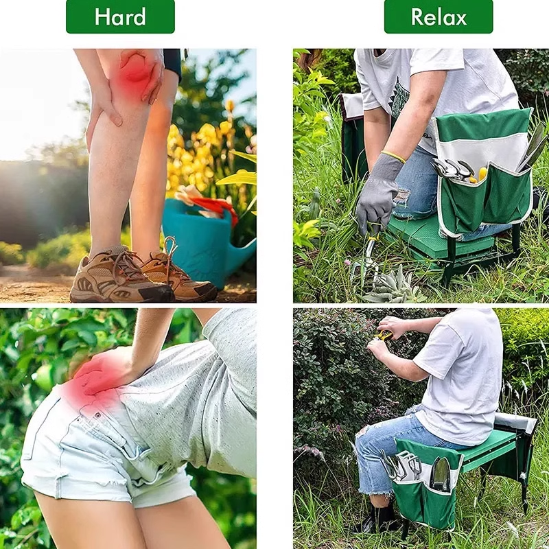 BowLift | Garden Kneeler Seat and Seat Stool, Folding Gardening Stool Kneeler Chair with Thick Pads and Handles