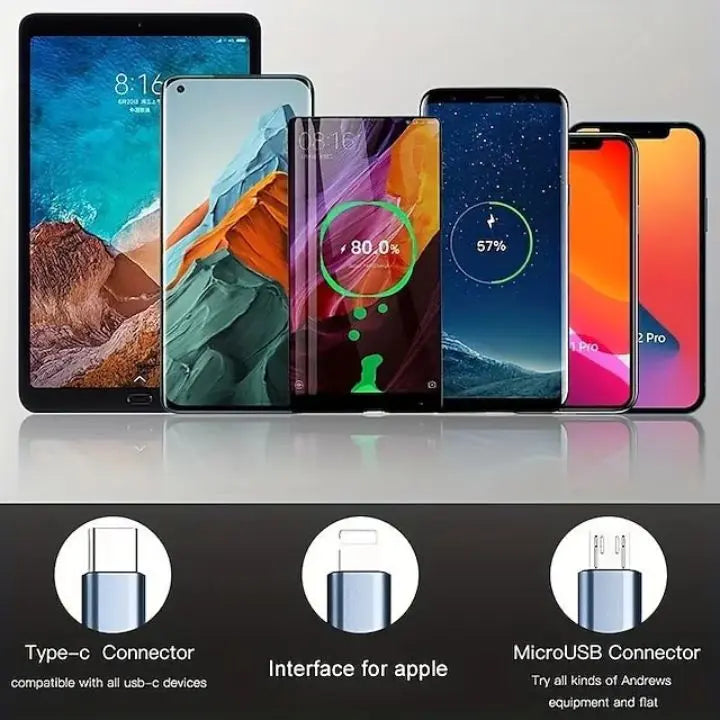 BowLift | Compact 3-in-1 Fast Charging Cable with Lightning, Micro, and Type-C Connector