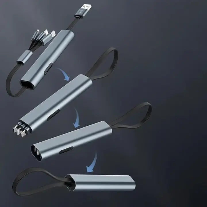 BowLift | Compact 3-in-1 Fast Charging Cable with Lightning, Micro, and Type-C Connector