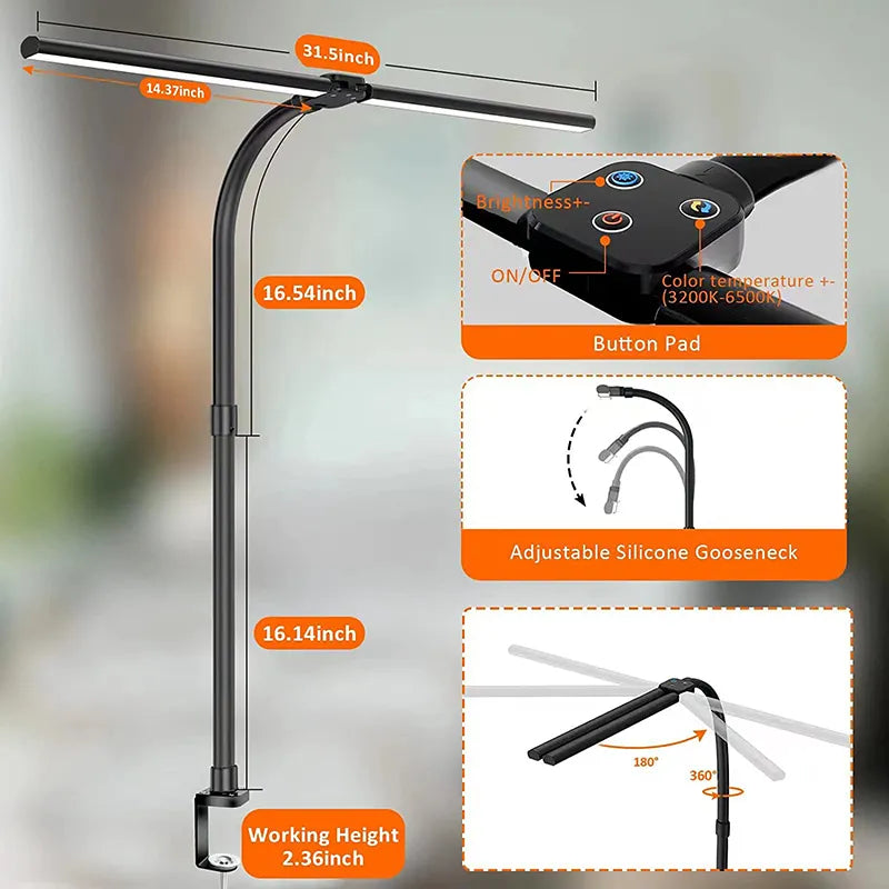 BowLift | DeskLight - Modern Dual-Head LED Desk Lamp, Stylish Office Lighting