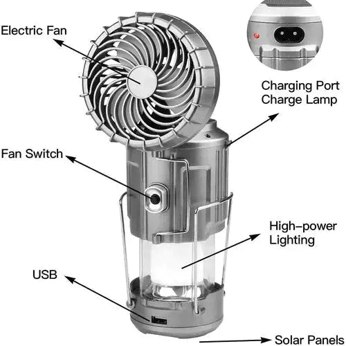 BowLift | Camping Lantern with Fan & Power Bank | Solar & Rechargeable LED Light | Portable Outdoor Gear