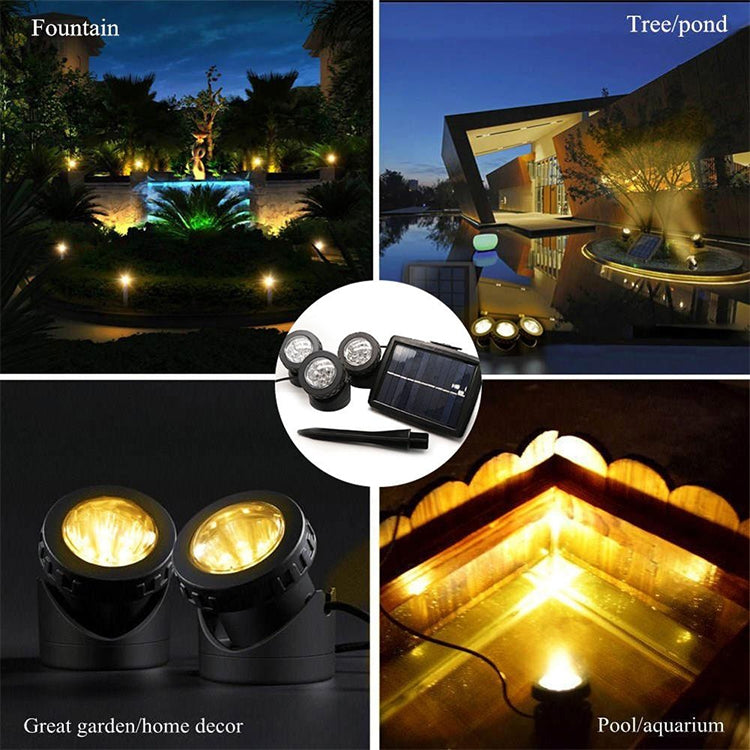 BowLift | Two Heads LED Outdoor Waterproof Solar Underwater Spotlight Floodlight