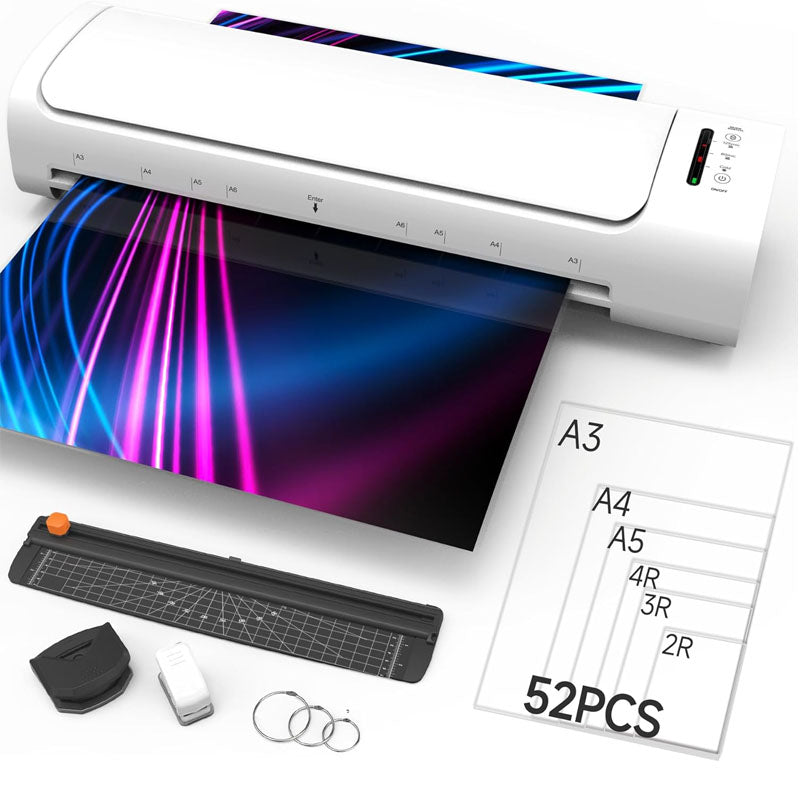 BowLift | 13-inch 9 in 1 Hot & Cold Pouch Laminating Machine with 52 Laminating Sheets Paper Trimmer Corner Rounder for Office School home