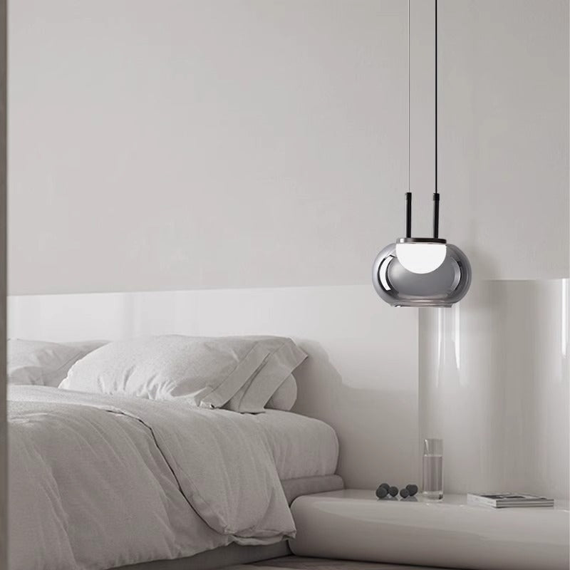 BowLift | Grenold Pendant Lamp with Height Adjustment – Elegant LED Lamp for Living Room and Dining Room, Metal-Glass, Modern Design