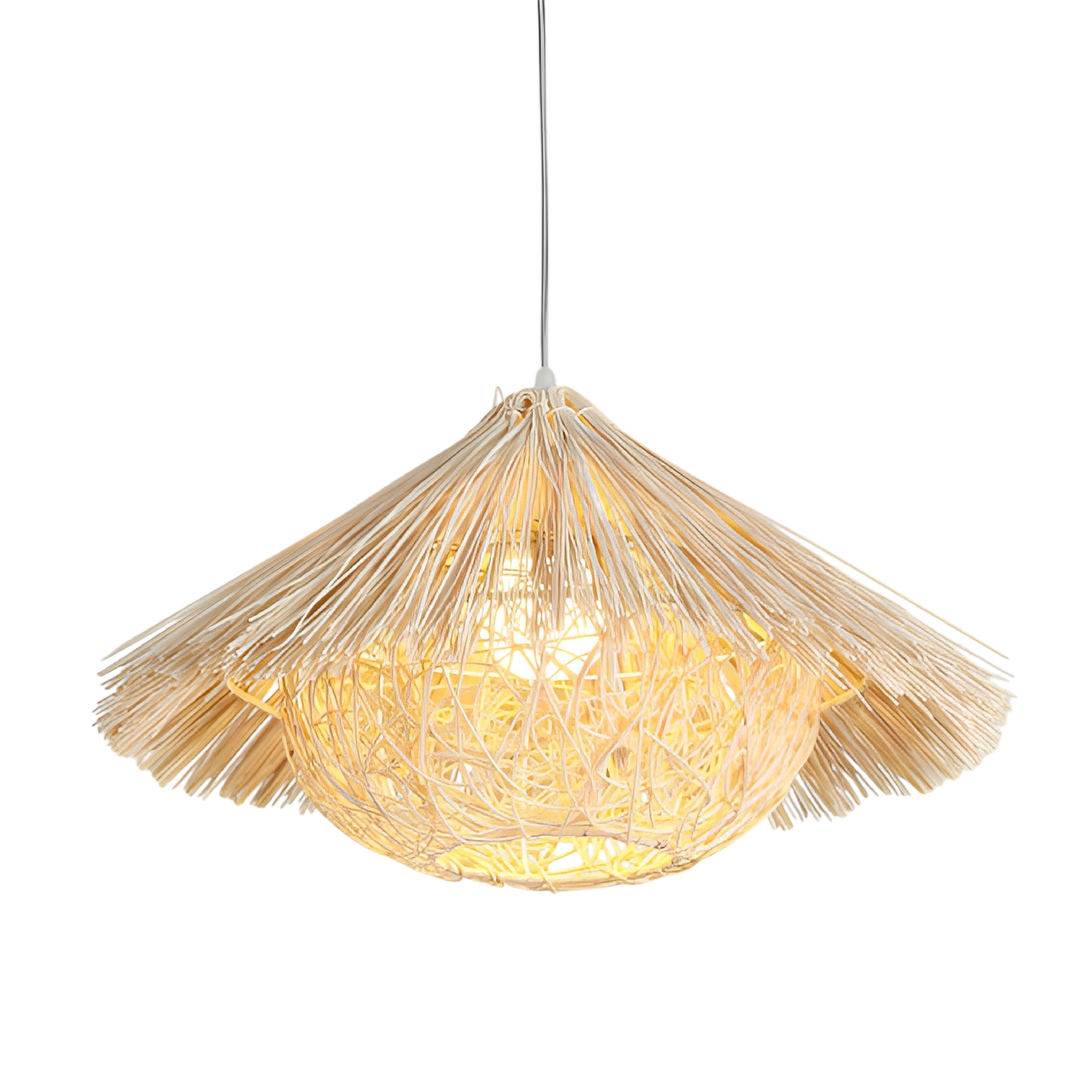 BowLift | HANSI Rattan Pendant Lamp – Adjustable Height, Warm Light for Living Room, Dining Room, and Above Table