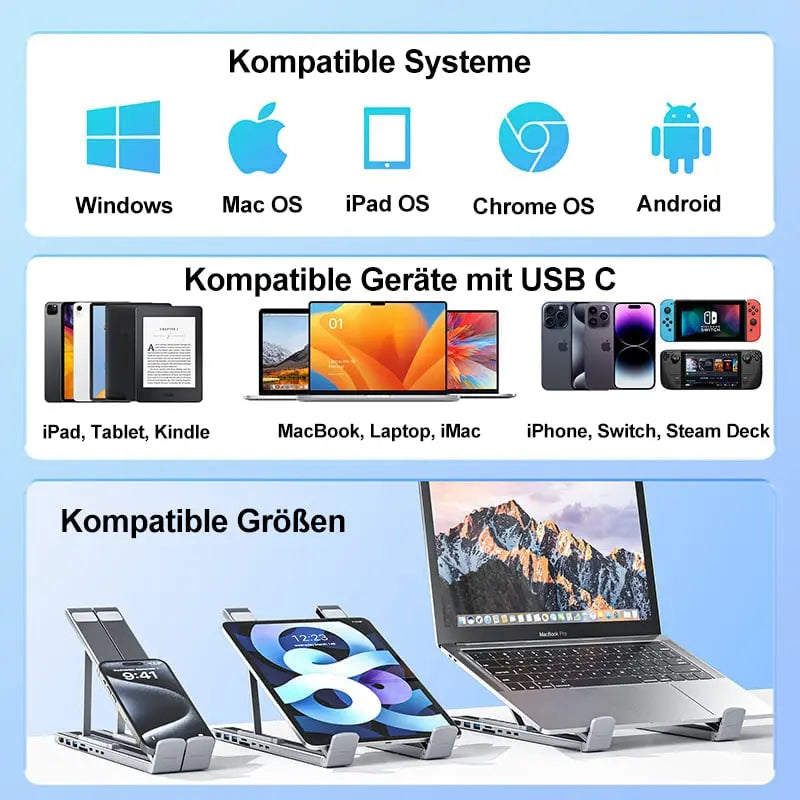 BowLift | Foldable laptop stand with 8-in-1 hub – For tech enthusiasts & fast charging fans