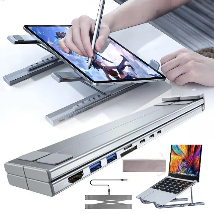 BowLift | Foldable laptop stand with 8-in-1 hub – For tech enthusiasts & fast charging fans
