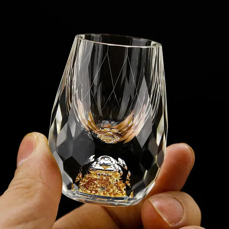 BowLift | Crystal shot glasses with elegant cut - For stylish celebrations & special occasions (Set of 6 glasses)