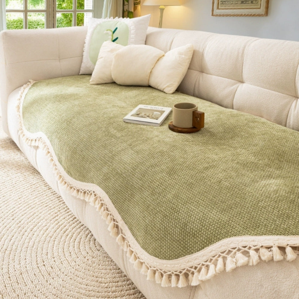 BowLift | Luxury Chenille Woven Texture Tassel Sofa Cover
