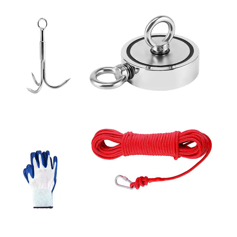 BowLift | Double Sided Magnetic Recovery Salvage Fishing Magnet Kit with Rope Magnet Fishing Kit Neodymium Magnet