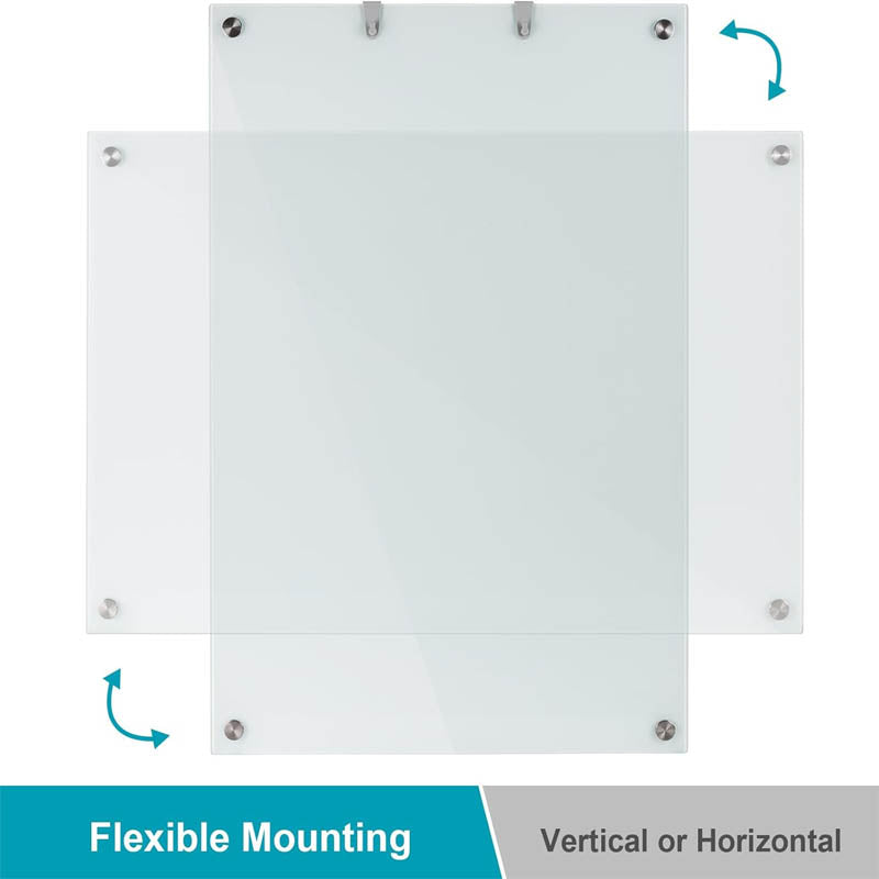BowLift | Magnetic Glass Whiteboard 36"x24" Glass Dry Erase Board Large Glass Board for Wall White