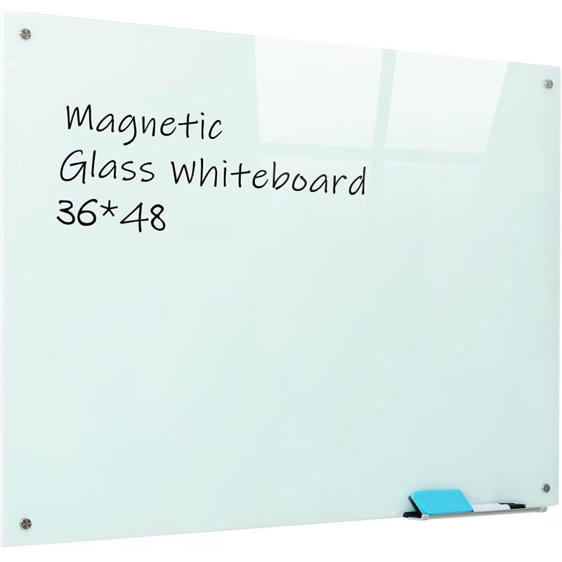 BowLift | Magnetic Glass Dry Erase Board  36"x48" Frameless  for School Teaching Office Meeting