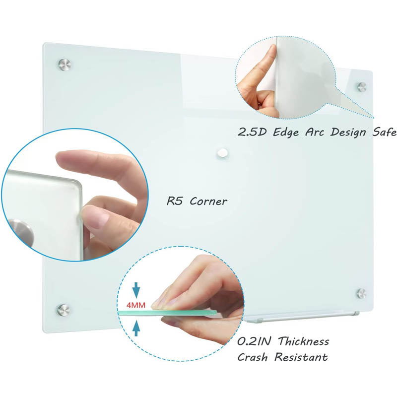 BowLift | Magnetic Glass Dry Erase Board  36"x48" Frameless  for School Teaching Office Meeting