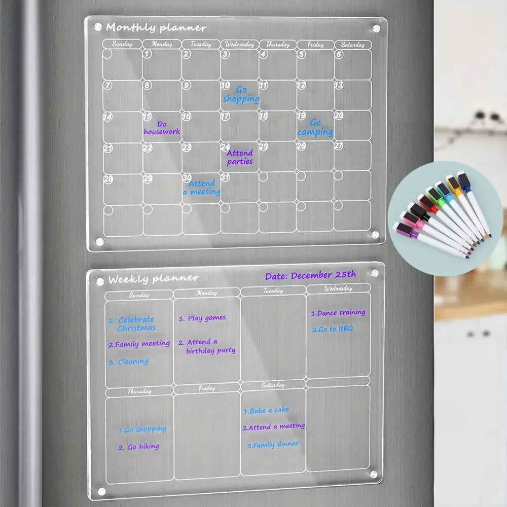 BowLift | Magnetic Acrylic Calendar — Transparent Planner for Kitchen and Household