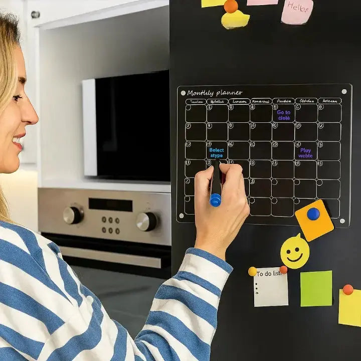 BowLift | Magnetic Acrylic Calendar — Transparent Planner for Kitchen and Household