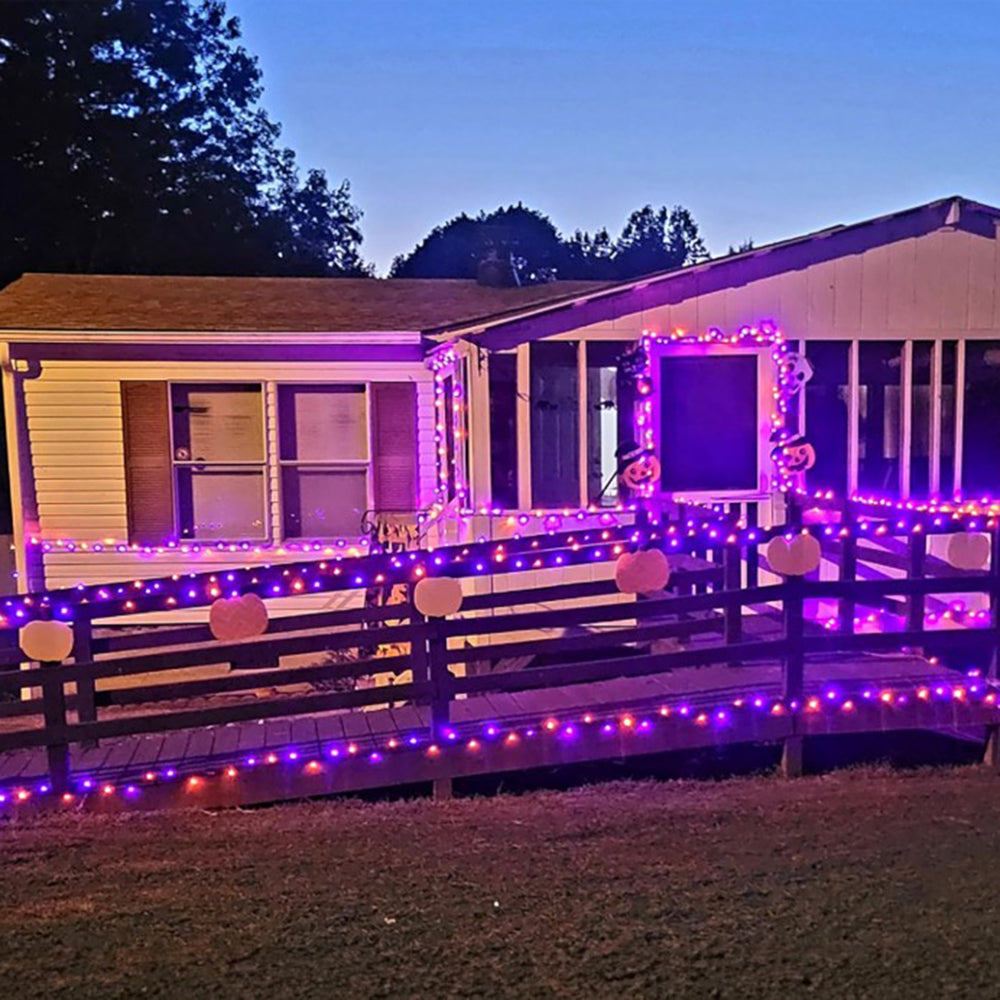 BowLift | Halloween LED String Lights – Purple and Orange Fairy Lights for Outdoor Terrace, Garden, Street, Home, Christmas, and Party Decor